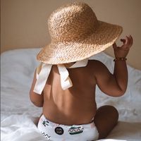 reusable nappy on a baby